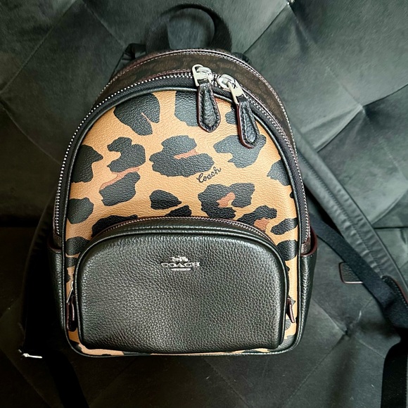 Coach Mini Court Backpack in Signature leopard 🐆 Pristine condition! - Picture 1 of 9